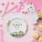 Wasserfarbenfrohe Landtiere Traktor Babydusche Pappteller (Party)