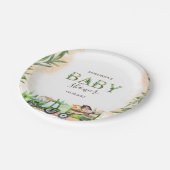 Wasserfarbenfrohe Landtiere Traktor Babydusche Pappteller (Schrägansicht)