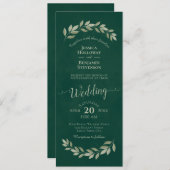 Wasserfarbenfrohe Laurel Blätter auf der Smaragdgr Einladung (Vorne/Hinten)
