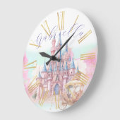 Wasserfarbenfrohe Märchen Thema Burg & Karriere Große Wanduhr (Winkel)