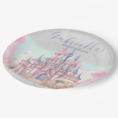 Wasserfarbenfrohe Märchen Thema Burg & Karriere Pappteller (Schrägansicht)