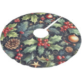 Wasserfarbenfrohe Marine- und Holliday-Motive Polyester Weihnachtsbaumdecke (Schrägansicht)