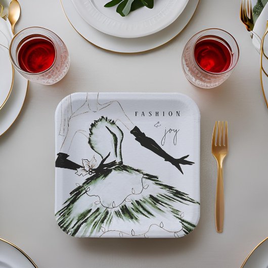 Wasserfarbenfrohe Mode Modell Holiday Pappteller