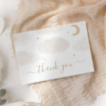 Wasserfarbenfrohe Mond- und Sternendusche Dankeskarte<br><div class="desc">Wir danken Ihren Babyduschgästen für ihre Anwesenheit an Ihrer Babydusche mit diesen Karten,  mit Aquarellwolken,  Sternen,  Mond und Gold Typografie. Personalisieren oder entfernen Sie Textfelder im Inneren der Karte mit der Option 'Weitere Anpassungen'.</div>