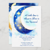Wasserfarbenfrohe Mond- und Sternendusche Einladung (Vorne/Hinten)