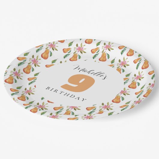 Wasserfarbenfrohe Muster Mit Monogramm Pappteller (Schrägansicht)