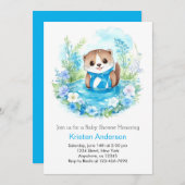 Wasserfarbenfrohe Oase Otters Babydusche Einladung (Vorne/Hinten)