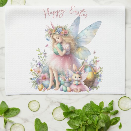 Wasserfarbenfrohe Osterfrühlingszucht Geschirrtuch (Gefaltet)