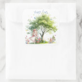Wasserfarbenfrohe Osterfrühlingszucht Quadratischer Aufkleber (Tasche)