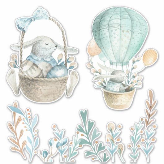 Wasserfarbenfrohe Osterkörbe Weißer oder Kleiner S Aufkleber (Vorderseite)