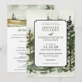 Wasserfarbenfrohe Outdoorsy mit Details Hochzeit Einladung