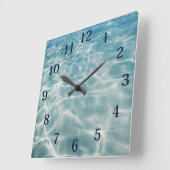 Wasserfarbenfrohe Ozeanwellen Quadratische Wanduhr (Winkel)