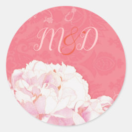 Wasserfarbenfrohe Pink-Hochzeit Runder Aufkleber