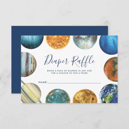 Wasserfarbenfrohe Planeten Kinderdusche Windelwann Einladung (Vorne/Hinten)