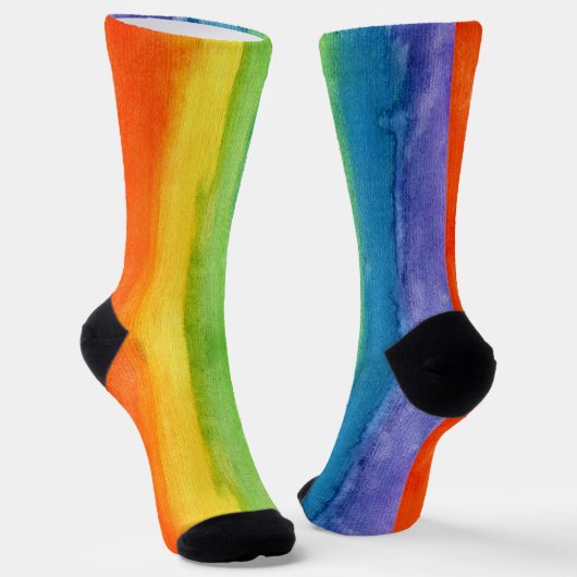 Wasserfarbenfrohe Regenbogen Niedlich Socken (Gewinkelt)