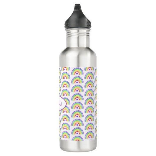 Wasserfarbenfrohe Regenbogen und Personalisierte H Edelstahlflasche (Rechts)