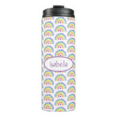 Wasserfarbenfrohe Regenbogen und Personalisierte H Thermosbecher (Vorderseite)