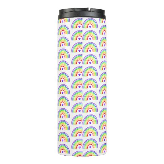 Wasserfarbenfrohe Regenbogen und Personalisierte H Thermosbecher (Rückseite)