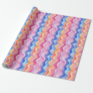 Wasserfarbenfrohe Regenbogen-Wavy-Linien Geschenkpapier