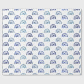 Wasserfarbenfrohe Regenbogenrochen in Blau Geschenkpapier (Flach)