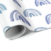 Wasserfarbenfrohe Regenbogenrochen in Blau Geschenkpapier (Rolleneckpunkt)