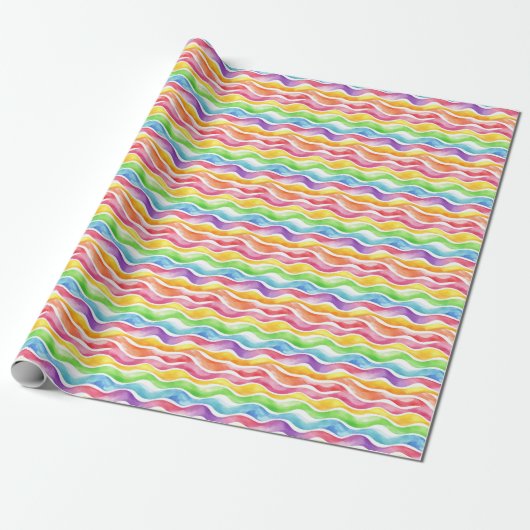 Wasserfarbenfrohe Regenbogenschlangen in Weiß Geschenkpapier (Ungerollt)