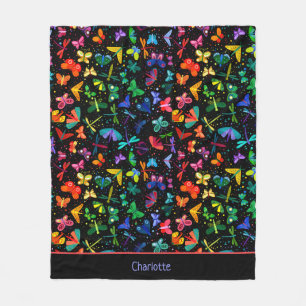 Wasserfarbenfrohe Regenbogenschmetterlinge Kinder Fleecedecke