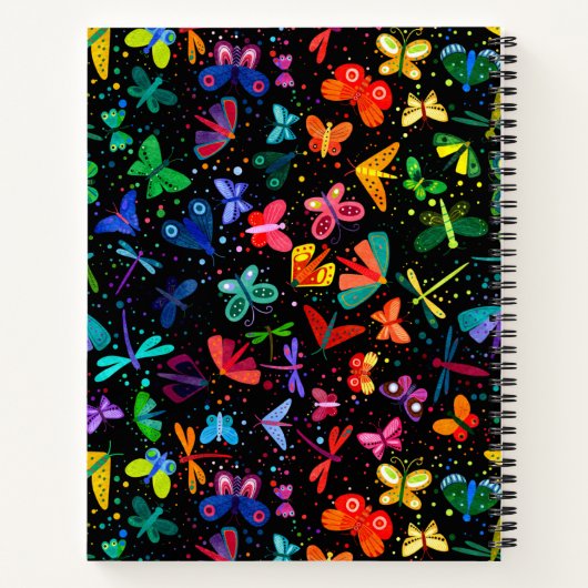 Wasserfarbenfrohe Regenbogenschmetterlinge Kinder Notizblock (Rückseite)