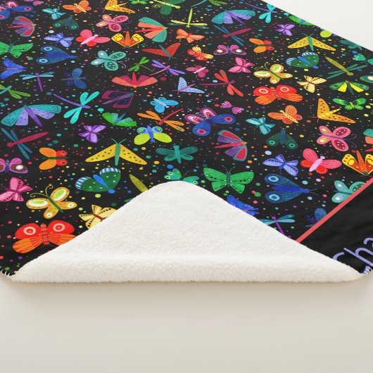 Wasserfarbenfrohe Regenbogenschmetterlinge Kinder Sherpadecke (3/4)