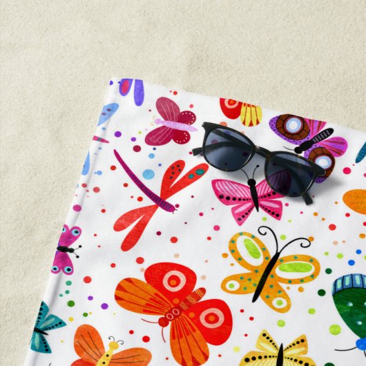 Wasserfarbenfrohe Regenbogenschmetterlinge Kinder Strandtuch (Beispiel)