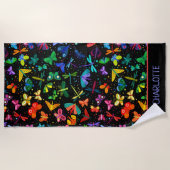 Wasserfarbenfrohe Regenbogenschmetterlinge Kinder  Strandtuch (Vorderseite)