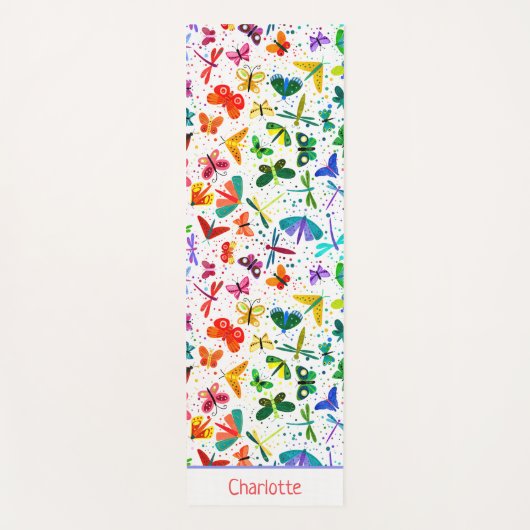 Wasserfarbenfrohe Regenbogenschmetterlinge Kinder Yogamatte (Vorderseite)