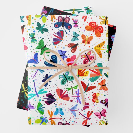 Wasserfarbenfrohe Regenbogenschmetterlinge Kinderm Geschenkpapier Set (Beispiel)