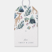 Wasserfarbenfrohe Rentiere im Waldurlaub Geschenkanhänger (Rückseite)