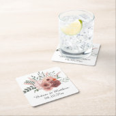 Wasserfarbenfrohe Rostflora Hochzeitsmason Jar Rechteckiger Pappuntersetzer (Vor Ort)