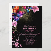 Wasserfarbenfrohe Schmetterlinge in Florals Schwar Einladung (Vorne/Hinten)