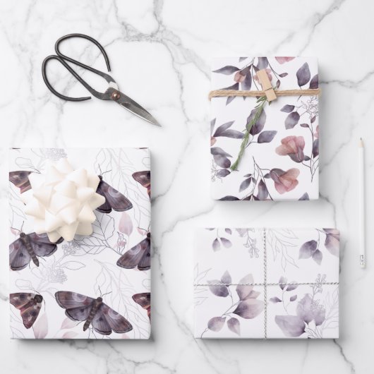 Wasserfarbenfrohe Schmetterlinge und Blätter (Vorderseite)