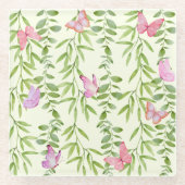 Wasserfarbenfrohe Schmetterlinge und weinender Wil Glasuntersetzer (Vorderseite)