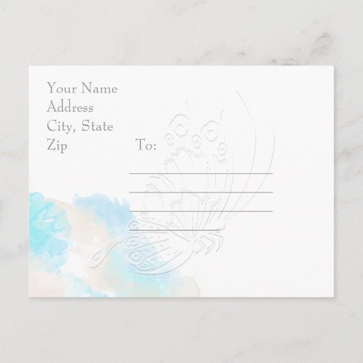 Wasserfarbenfrohe Schmetterlingsozean Save the Dat Ankündigungspostkarte (Rückseite)