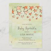 Wasserfarbenfrohe Sterne Elfenbein-Sprinkle Einladung (Vorne/Hinten)