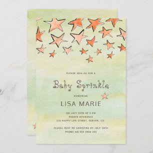 Wasserfarbenfrohe Sterne Elfenbein-Sprinkle Einladung