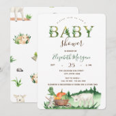 Wasserfarbenfrohe Tiere Schafskatze Kinderdusche Einladung (Vorne/Hinten)