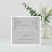 Wasserfarbenfrohe Trauertaubenfeier des Lebens Einladung (Stehend Vorderseite)