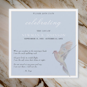 Wasserfarbenfrohe Trauertaubenfeier des Lebens Einladung