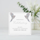 Wasserfarbenfrohe Trauertaubenfeier zum Foto des L Einladung (Stehend Vorderseite)