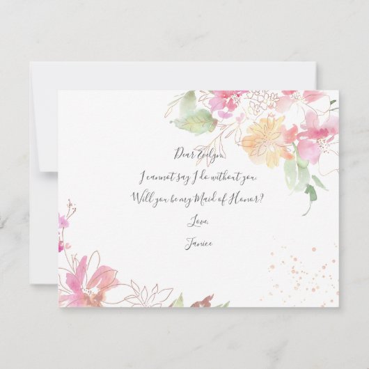 Wasserfarbenfrohe Trauzeugin Einladung (Rückseite)