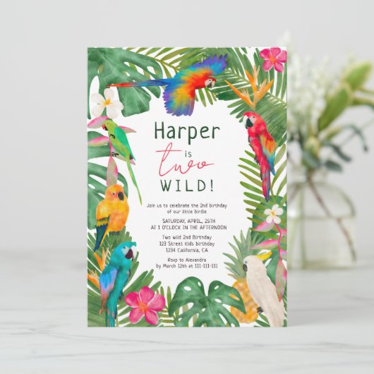 Wasserfarbenfrohe tropische Blumenpaprika 2. Gebur Einladung (Stehend Vorderseite)