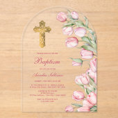 Wasserfarbenfrohe Tulips Arch Taufe Acryleinladungen (Vorderseite)