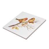 Wasserfarbenfrohe Vögel in Baumzweig Fliese (Seite)