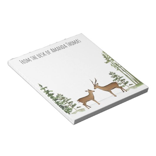 Wasserfarbenfrohe Waldhirsche Notizblock (angewinkelt)